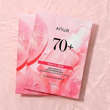 Anua Peach 70 Niacin Serum Mask – озаряваща шийт маска със 70% праскова, ниацинамид, хиалуронова киселина, пантенол и центела за сияен тен.