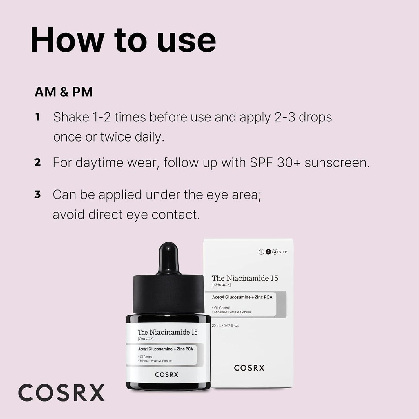 COSRX The Niacinamide 15 Serum 0.67 fl oz How to Use