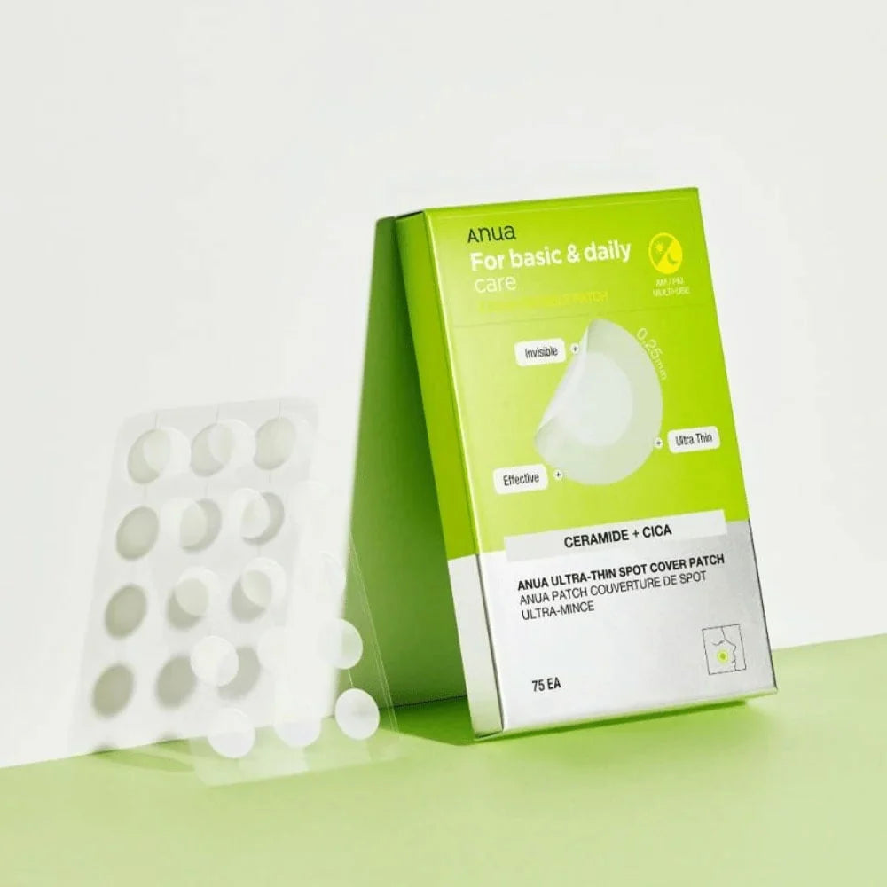 ANUA Ultra-Thin Spot Cover Patch – ултратънки хидроколоидни пачове за пъпки със серамид NP, центела и алое за защита и успокояване.