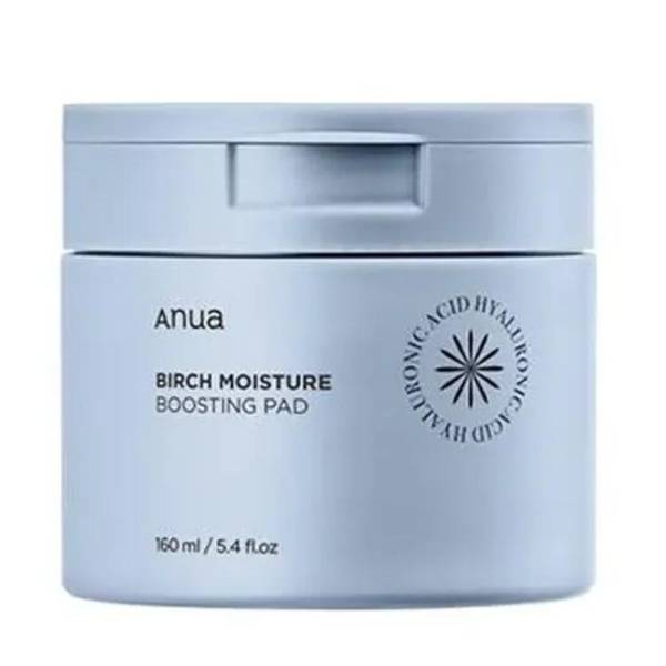 Anua Birch Moisture Boosting Pad – хидратиращи тонер падове с брезов сок, хиалуронова киселина, пантенол, алантоин и центела за суха кожа.