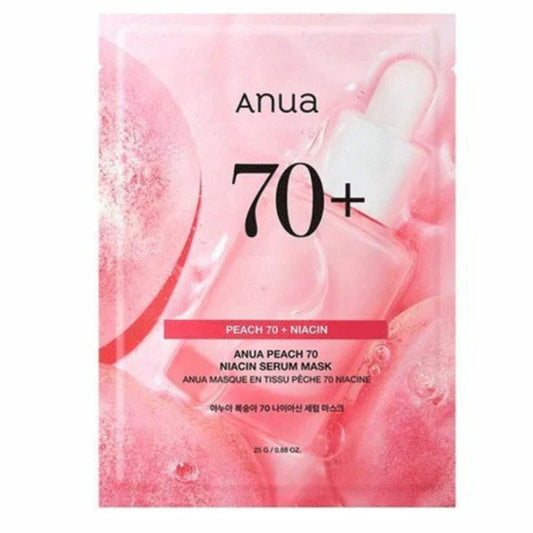 Anua Peach 70 Niacin Serum Mask – озаряваща шийт маска със 70% праскова, ниацинамид, хиалуронова киселина, пантенол и центела за сияен тен.