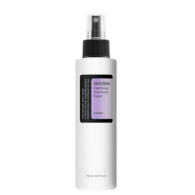 COSRX AHA/BHA Clarifying Treatment Toner с AHA и BHA нежно ексфолира кожата, почиства порите и подобрява текстурата. Подходящ за кожа с черни точки, разширени пори и неравен тен.