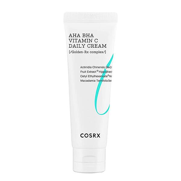 COSRX Refresh AHA BHA Vitamin C Daily Cream изглажда текстурата, изсветлява тена и почиства порите с AHA, BHA и витамин C. Подходящ за кожа с неравен тен и запушени пори.