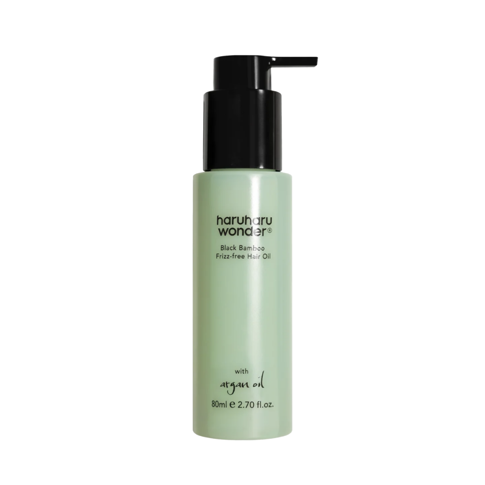 Haruharu Wonder Black Bamboo Frizz-free Hair Oil – леко олио за коса с черен бамбук и растителни масла за гладкост, блясък и контрол на наелектризирането.
