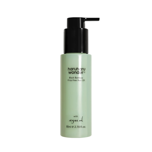 Haruharu Wonder Black Bamboo Frizz-free Hair Oil – леко олио за коса с черен бамбук и растителни масла за гладкост, блясък и контрол на наелектризирането.