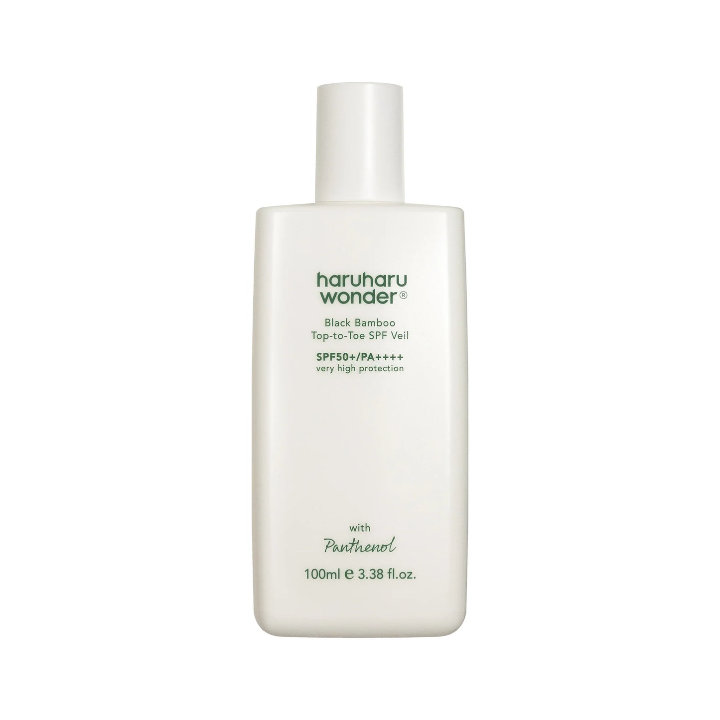Haruharu Wonder Black Bamboo Top-to-Toe SPF Veil SPF50+ PA++++ – лек слънцезащитен продукт за лице и тяло с черен бамбук и хидратиращи съставки.