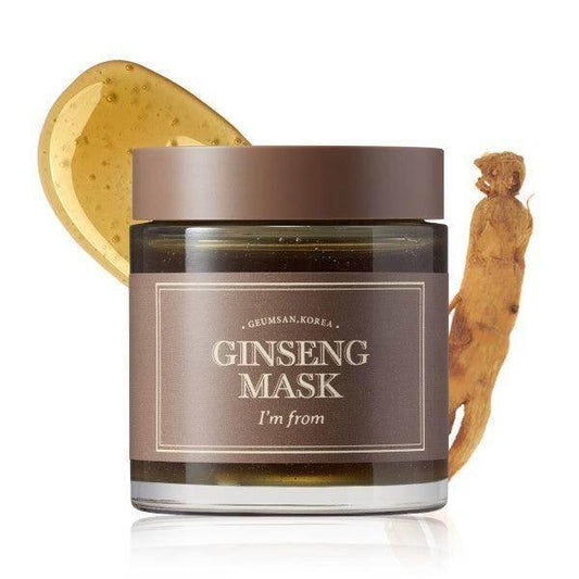 I’m From Ginseng Mask – отмиваща се маска с червен женшен, глицерин, хиалуронова киселина и женско биле за суха, уморена и сияйна кожа.
