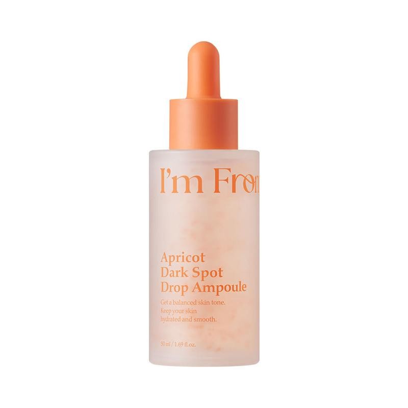 I’m From Apricot Dark Spot Drop Ampoule – озаряваща ампула с ниацинамид, транексамова киселина, кайсия, витамин C и хиалуронова киселина за тъмни петна.
