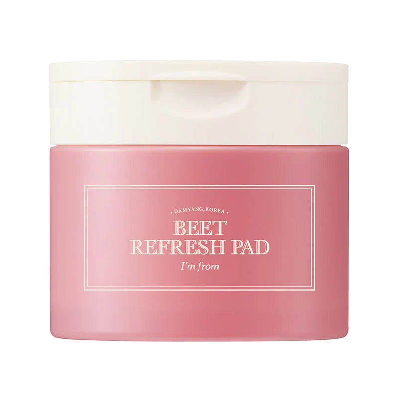 I’m From Beet Refresh Pad – освежаващи тонер падове с цвекло, ниацинамид, хиалуронова киселина, пантенол и BHA за хидратация и гладка кожа.