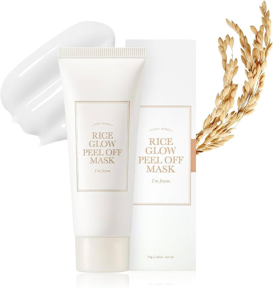 I’m From Rice Glow Peel Off Mask – озаряваща peel-off маска с ориз, ниацинамид, пантенол, серамид NP и каолин за гладка, свежа и сияйна кожа.