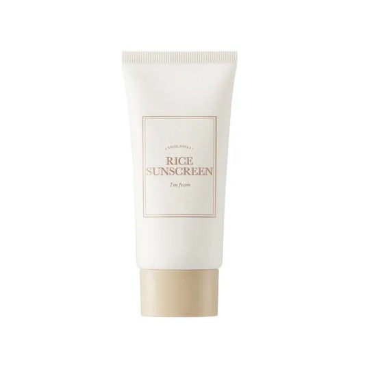 I’m From Rice Sunscreen SPF50+ PA++++ – лек слънцезащитен крем с ориз Yeoju, ниацинамид и хиалуронова киселина за защита, хидратация и сияен тен.