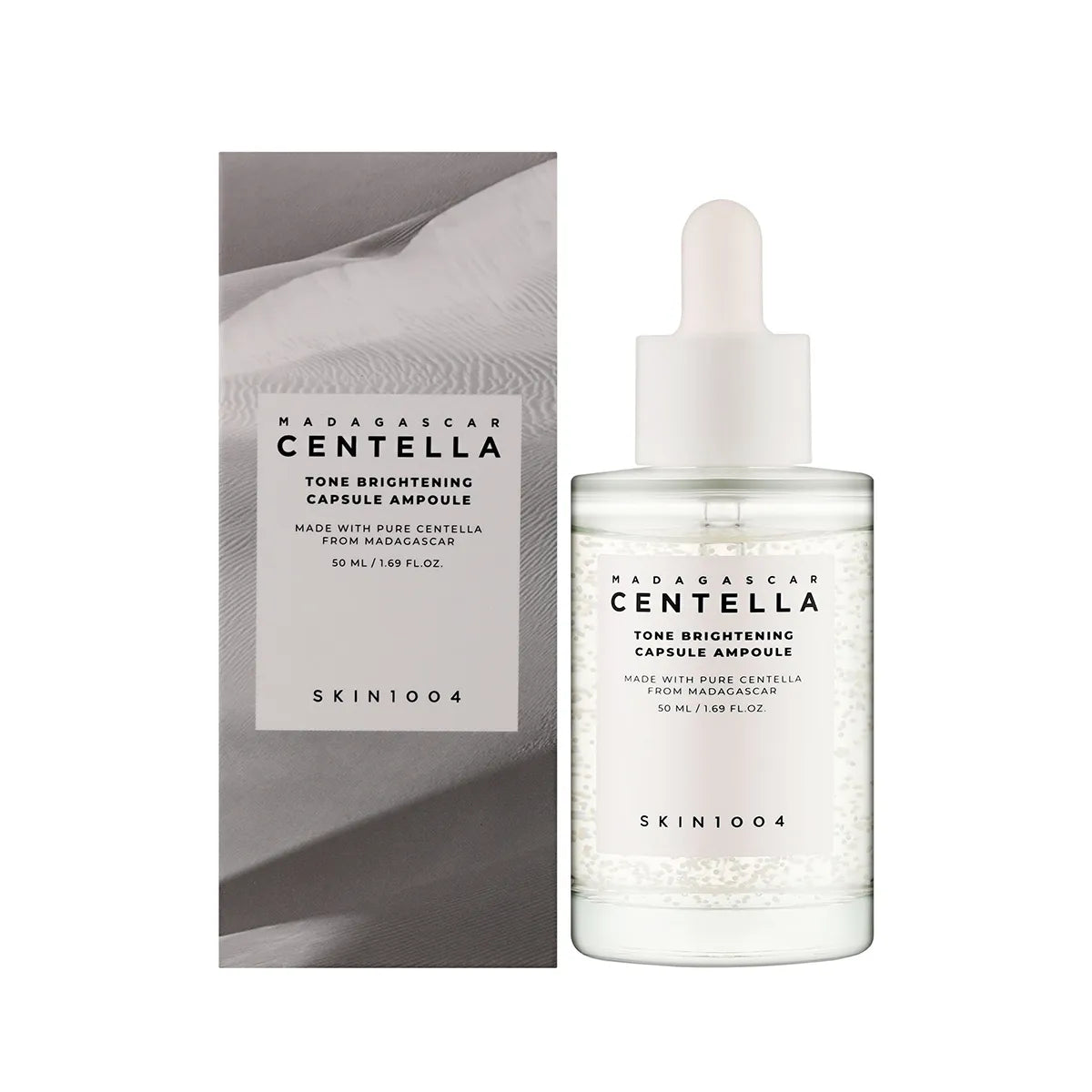 SKIN1004 Brightening Ampoule изсветлява тена, намалява петна и хидратира. С центела и ниацинамид за гладка и сияйна кожа.