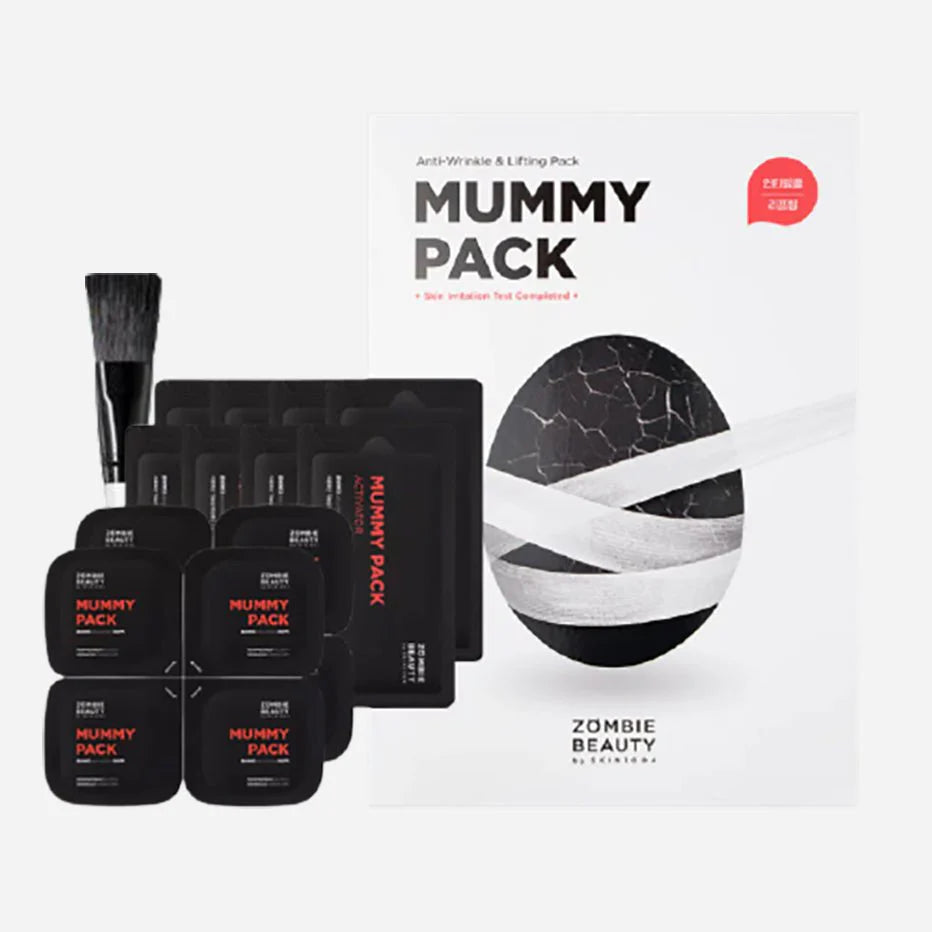Zombie Beauty Mummy Pack with packaging and applicator on a white background