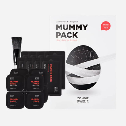 Zombie Beauty Mummy Pack with packaging and applicator on a white background