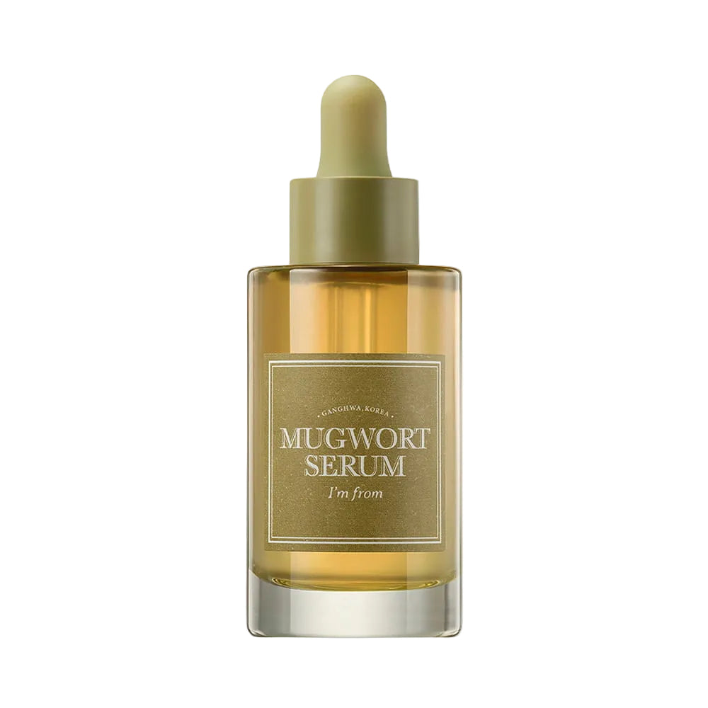 I’m From Mugwort Serum – успокояващ серум с 57% пелин, ниацинамид, пантенол, бета-глюкан, серамид NP и хиалуронова киселина за чувствителна кожа.